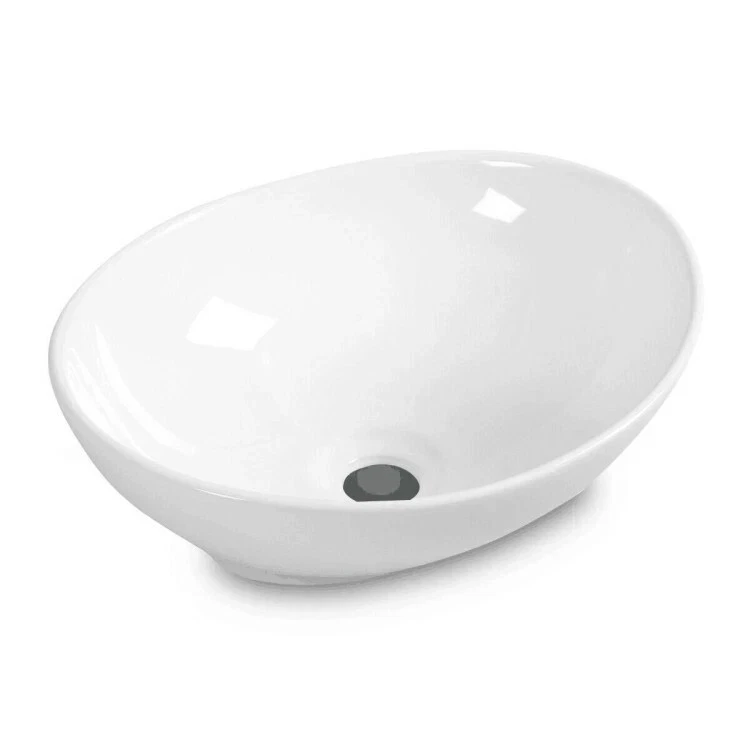 Glossy white oval countertop ceramic wash basin